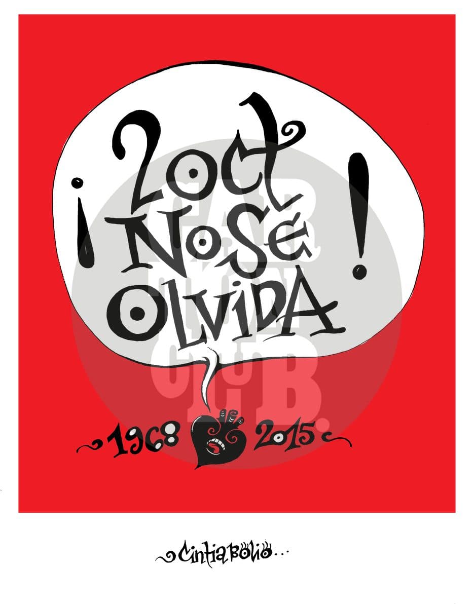 2 de octubre - No se olvida, cartón de Cintia Bolio
