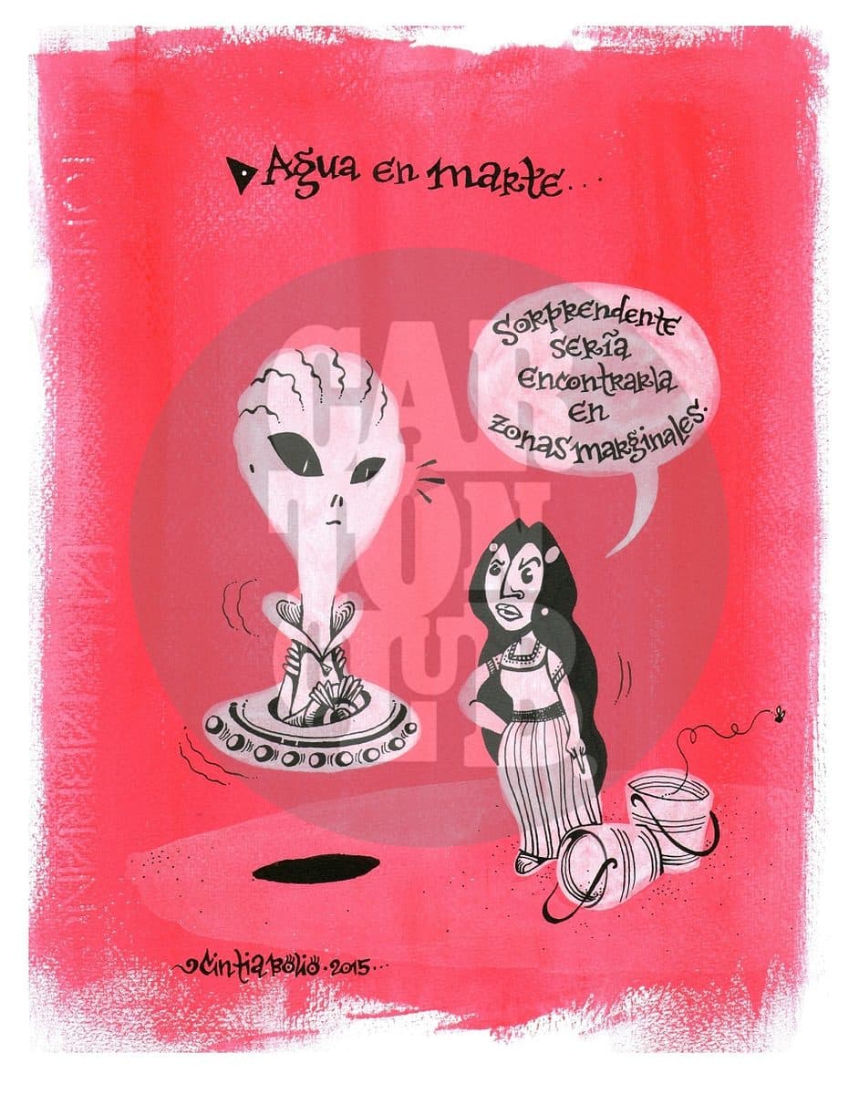 Agua en Marte, cartón de Cintia Bolio