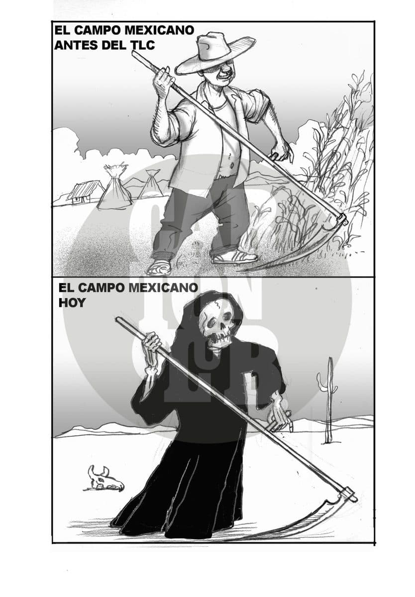 amenaza de hambruna, cartón de El Fisgón