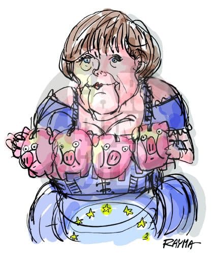 Angela Merkel, cartón de Rayma