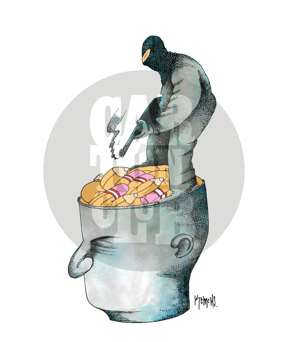 Atentado al pensamiento, cartón de Kemchs