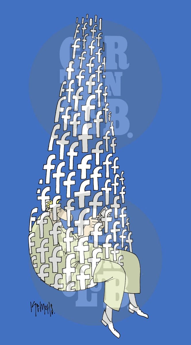 Atrapado en redes sociales, cartón de Kemchs