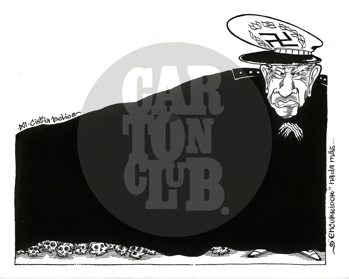 Augusto Pinochet, encubridor nada más, cartón de Cintia Bolio