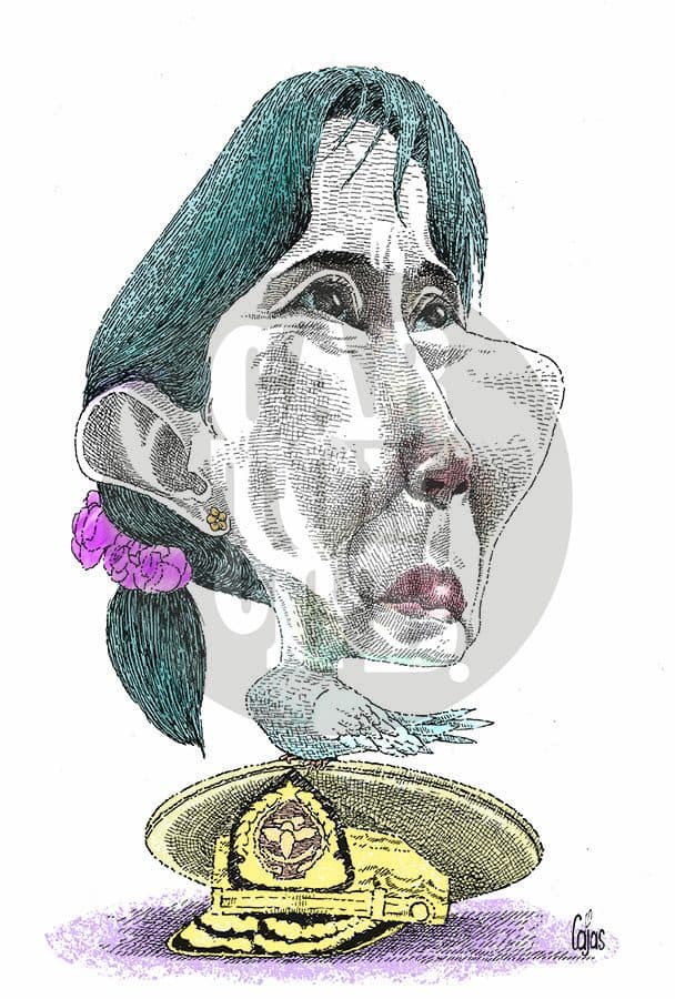 Aung San Suu Kyi, cartón de Cajas