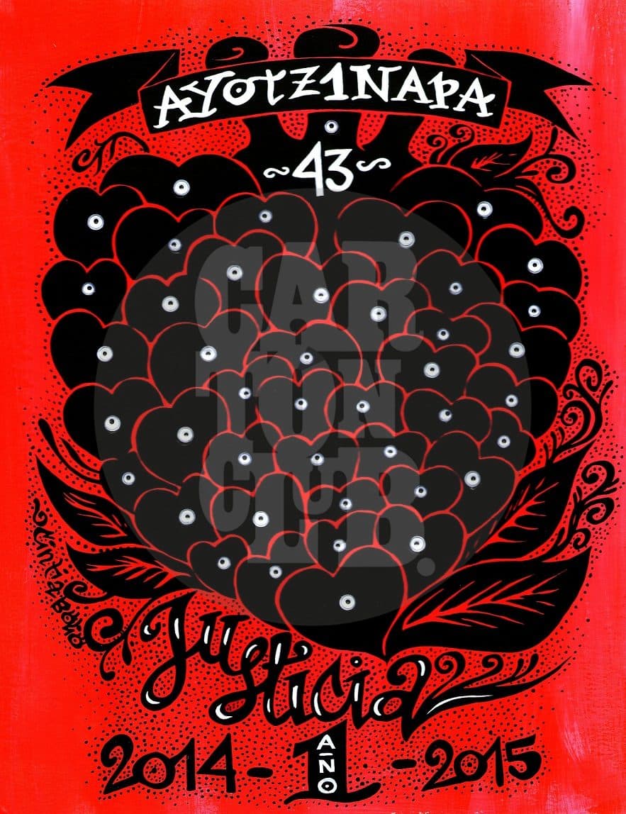 Ayotzinapa 1 año, cartón de Cintia Bolio