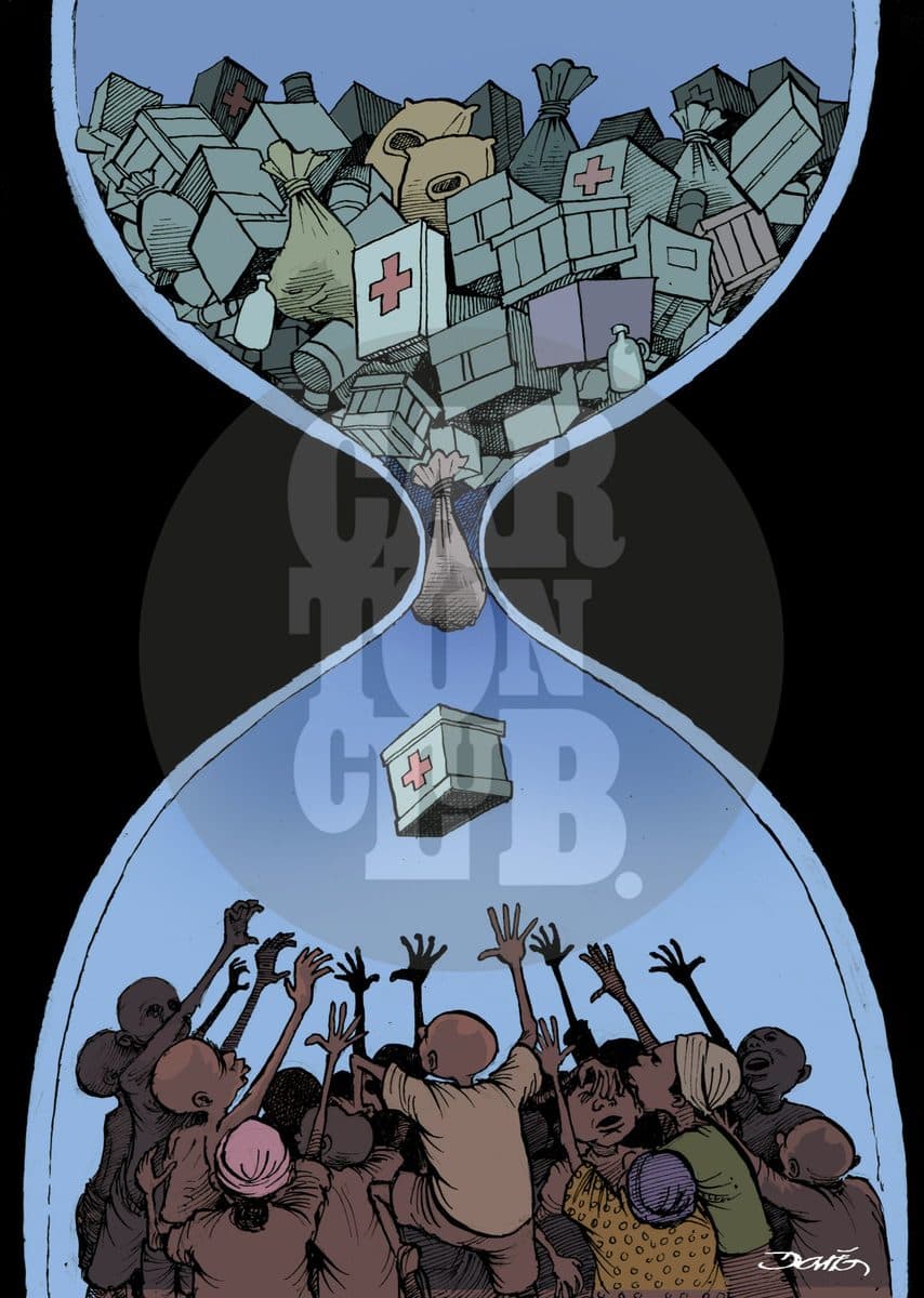 Ayuda Internacional, cartón de Darío Castillejos