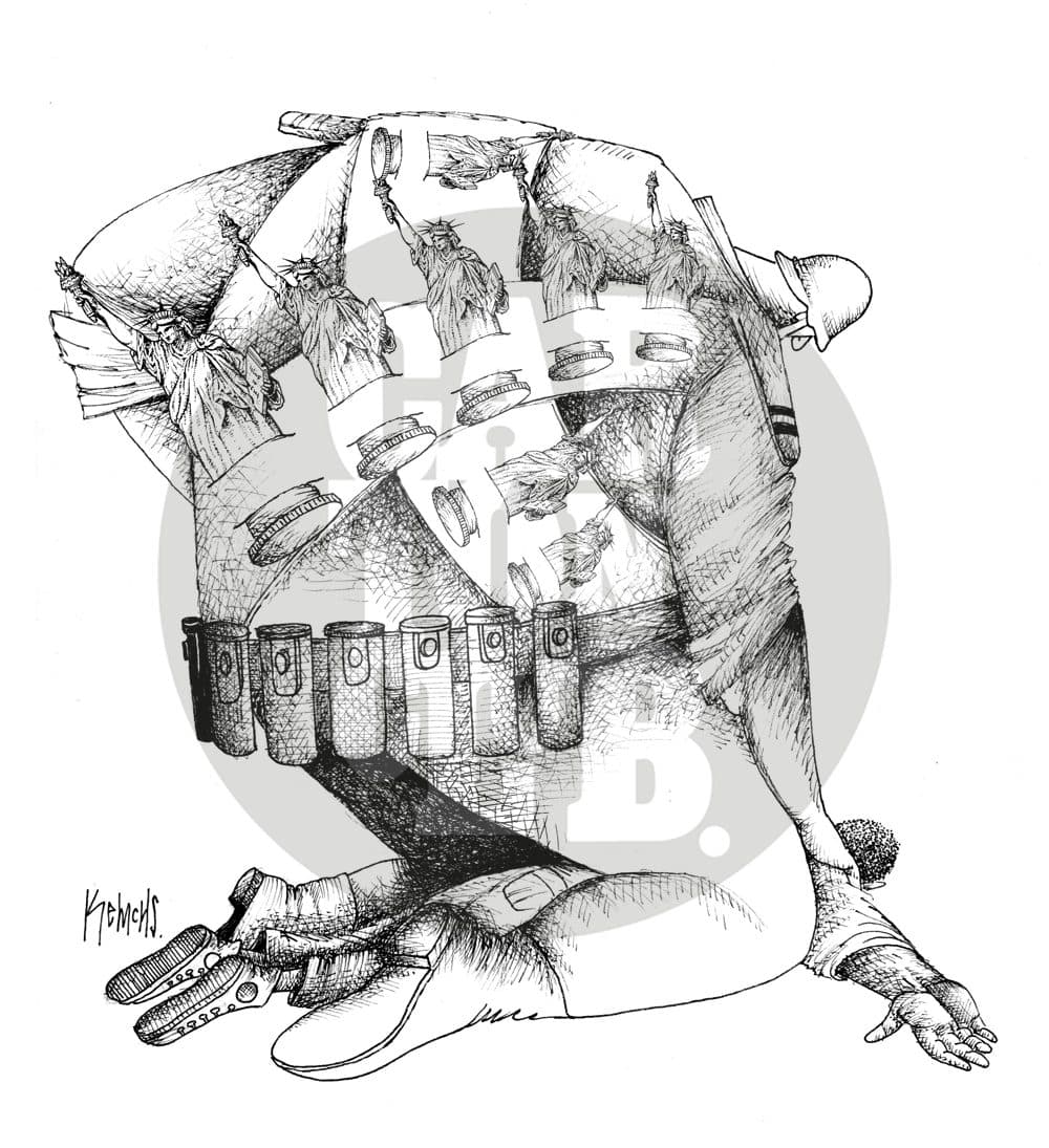 Baleados en Baltimore, cartón de Kemchs