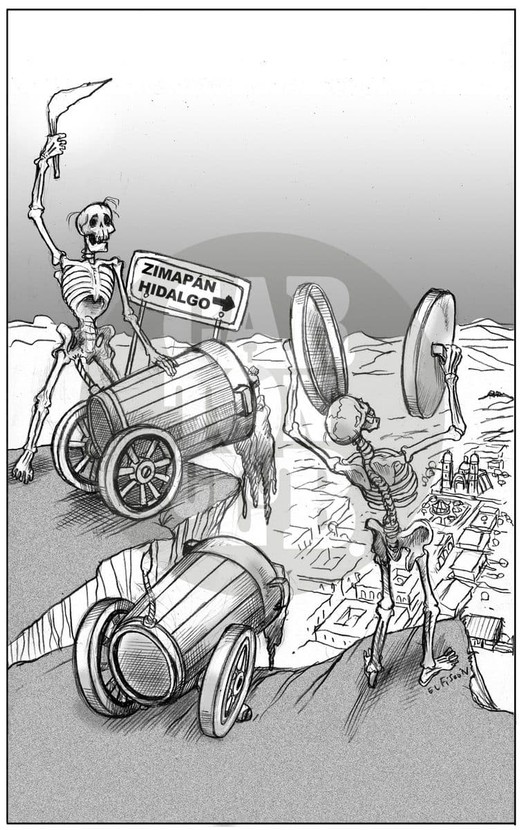 Basurero toxico en hidalgo, cartón de El Fisgón