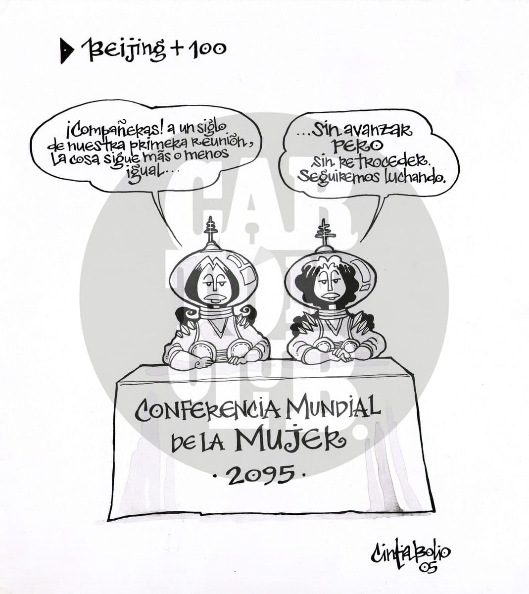 Beijing + 100, cartón de Cintia Bolio
