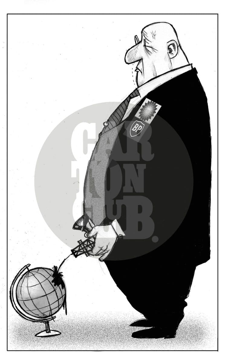 British petroleum se mancha, cartón de El Fisgón