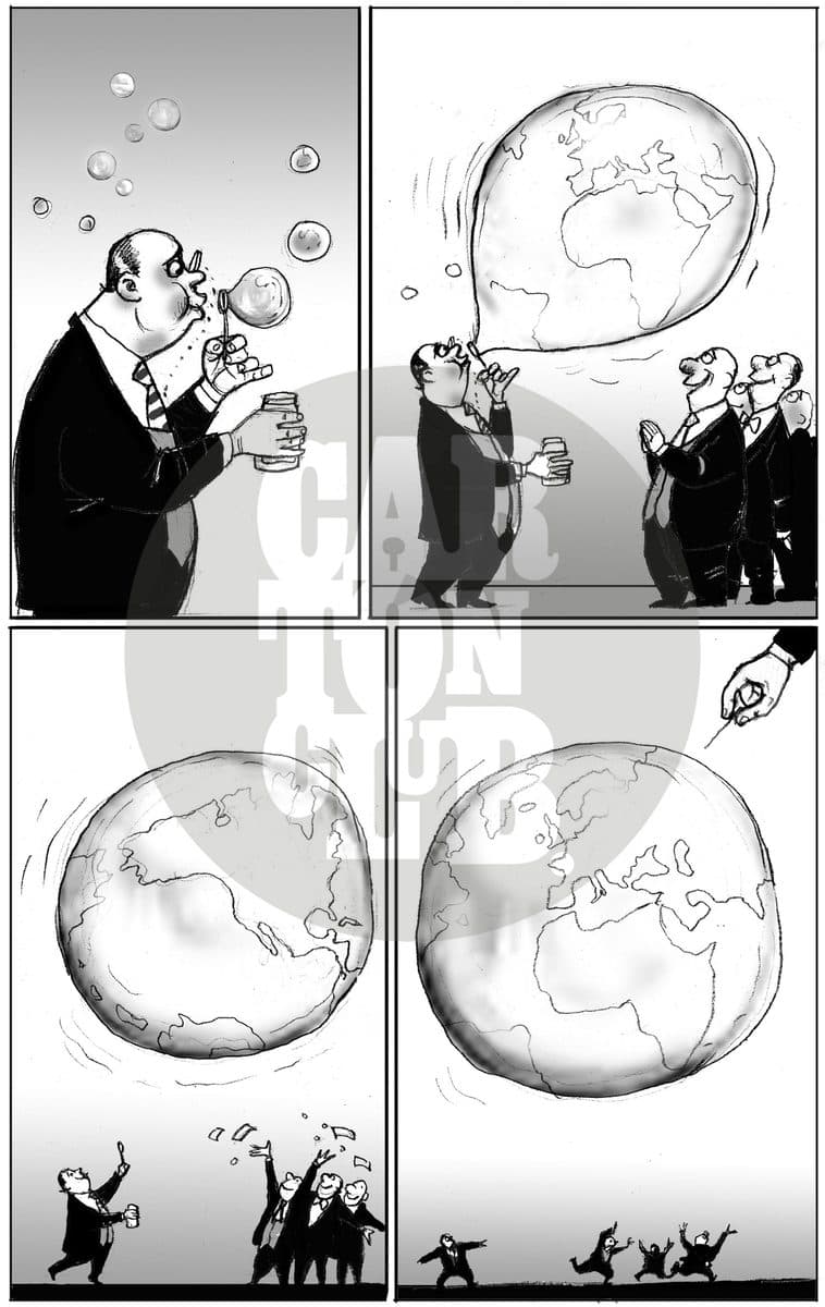 Burbuja Financiera, cartón de El Fisgón