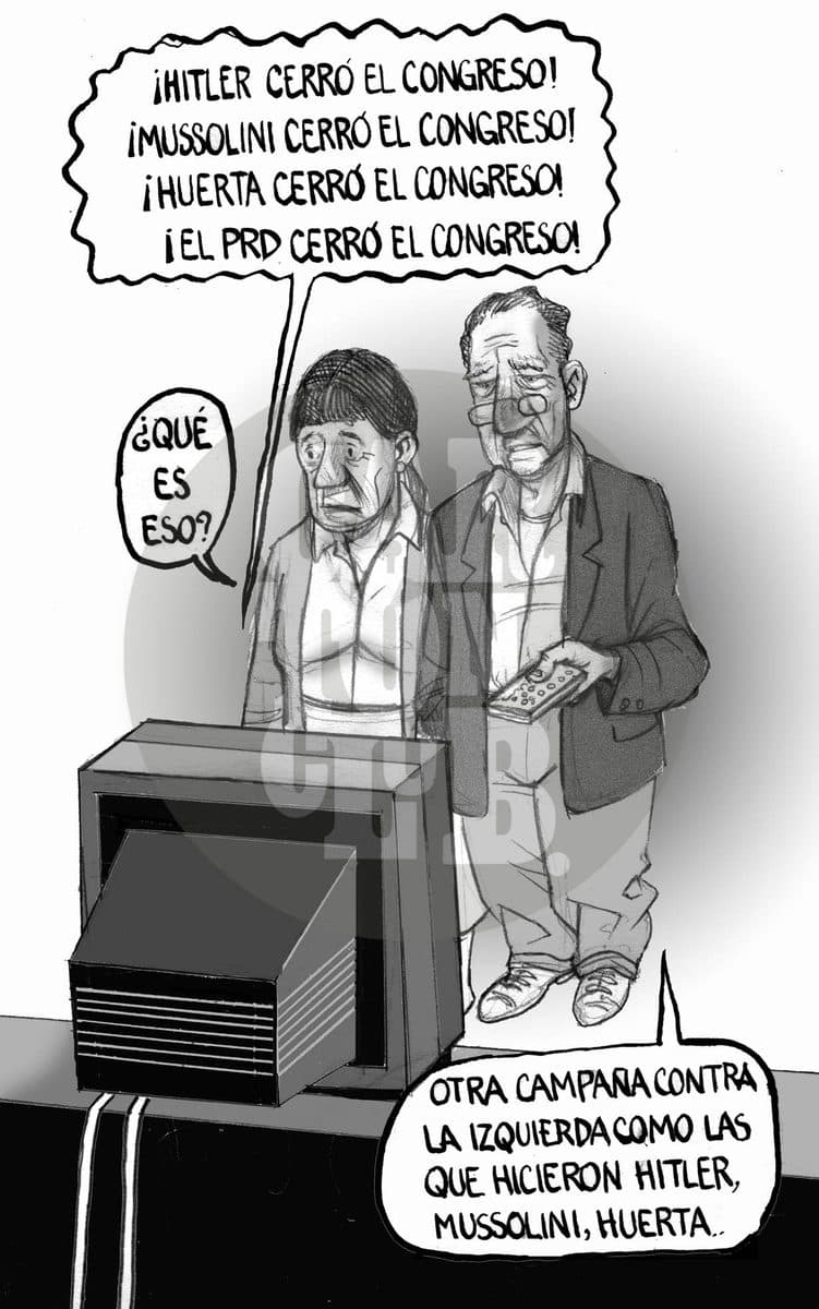 Campaña de televisa, cartón de El Fisgón