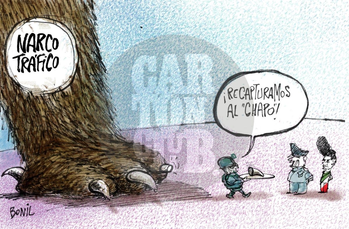 Captura del Chapo Guzmán, cartón de Bonil
