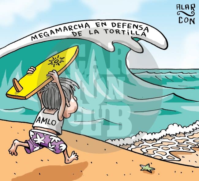 caza olas, cartón de Alarcón