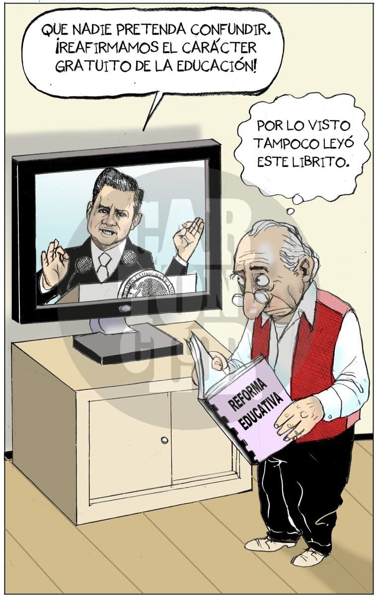 Cero en lectura, cartón de El Fisgón
