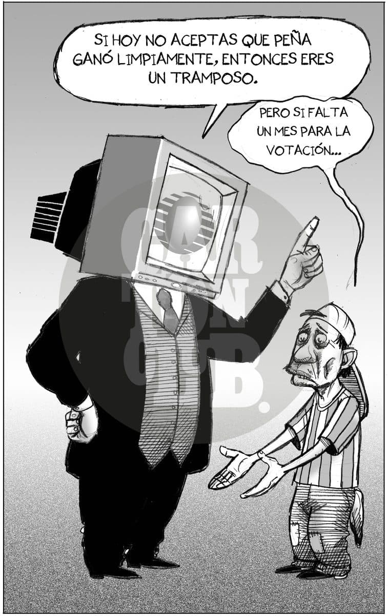 Cheque en blanco, cartón de El Fisgón