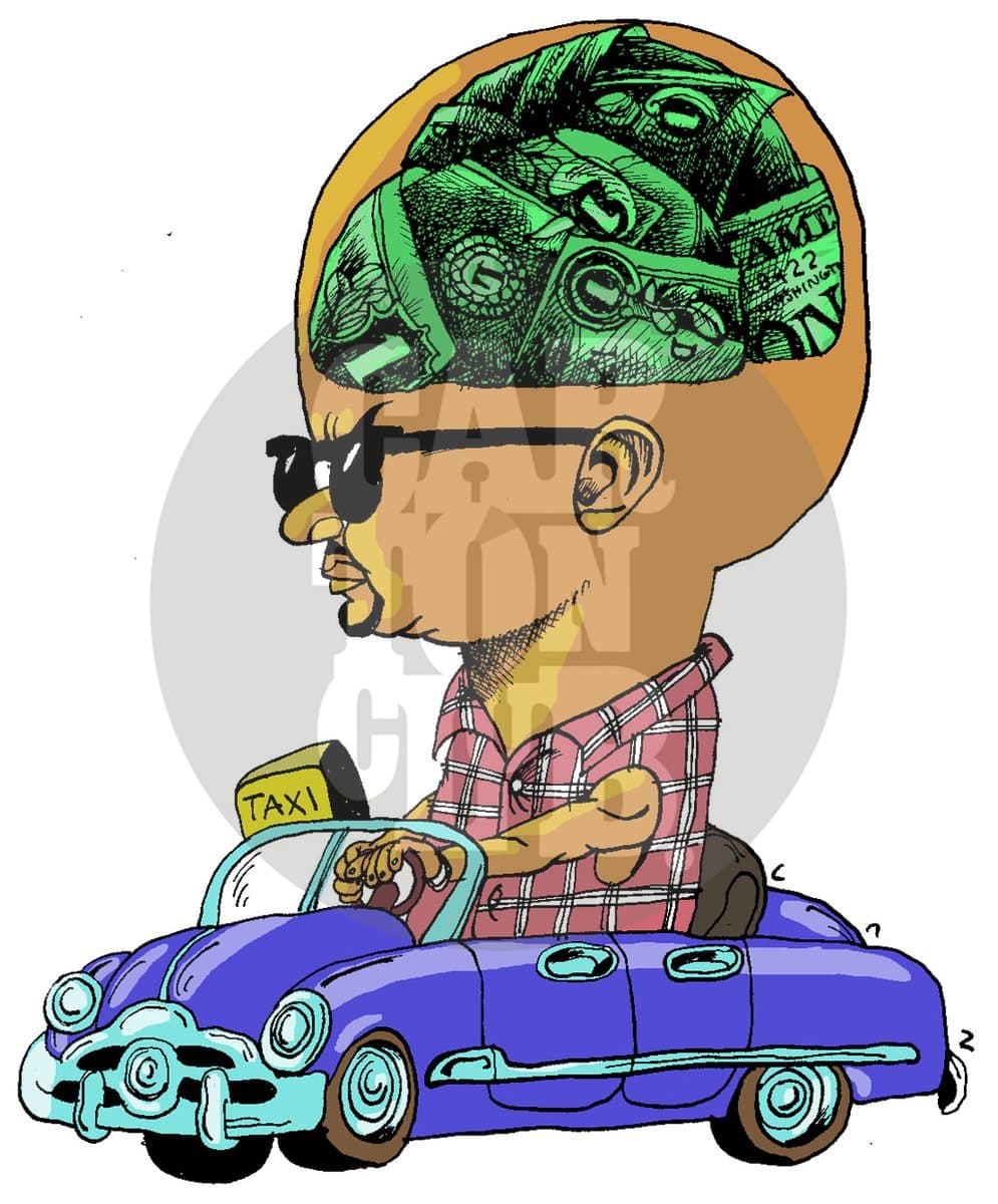 chofer, cartón de Laz
