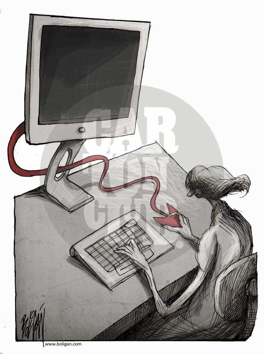 Ciberinfierno, cartón de Ángel Boligán