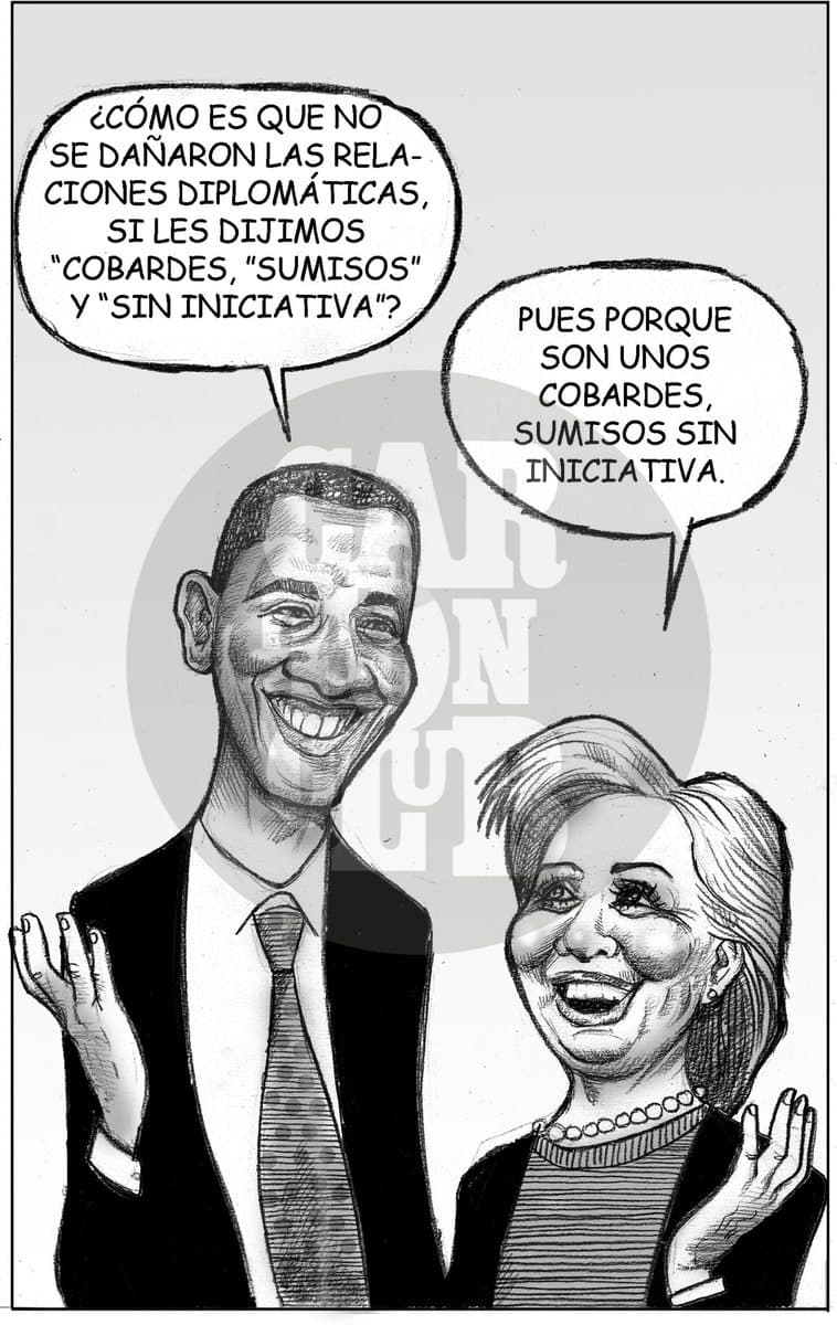 Dos funcionarios estadounidenses ríen y explican que las relaciones diplomáticas no se dañaron pese a haber sido llamados cobardes, sumisos y sin iniciativa, porque efectivamente lo son.