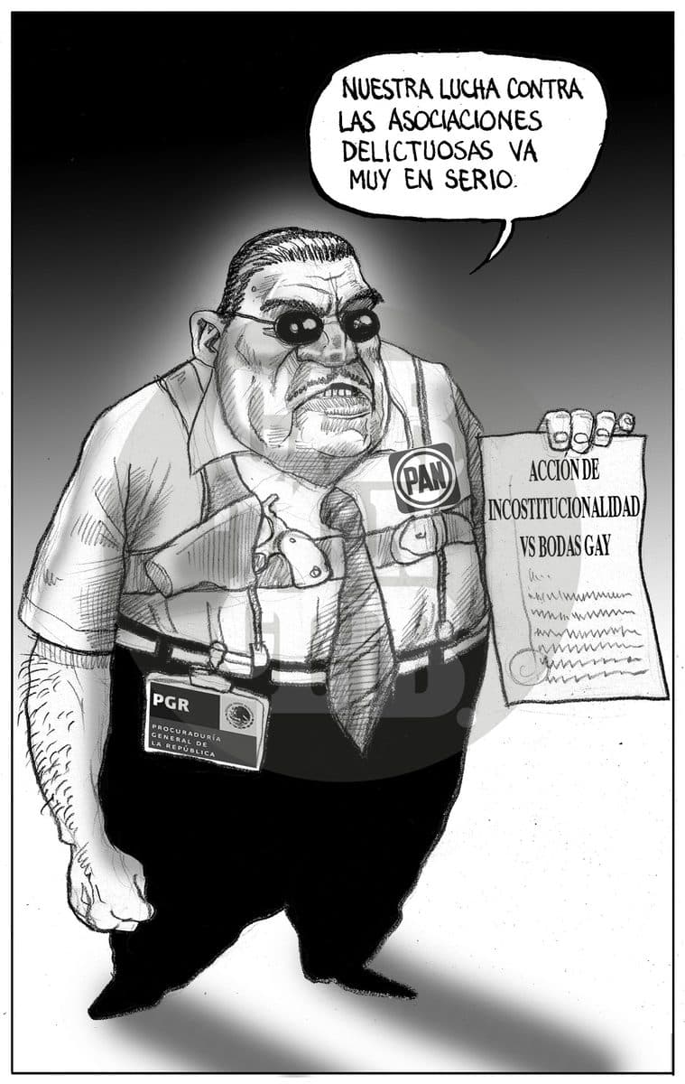 Contra carteles, mafias y demas, cartón de El Fisgón