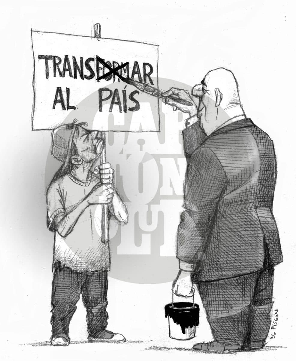 Corrección neoliberal, cartón de El Fisgón