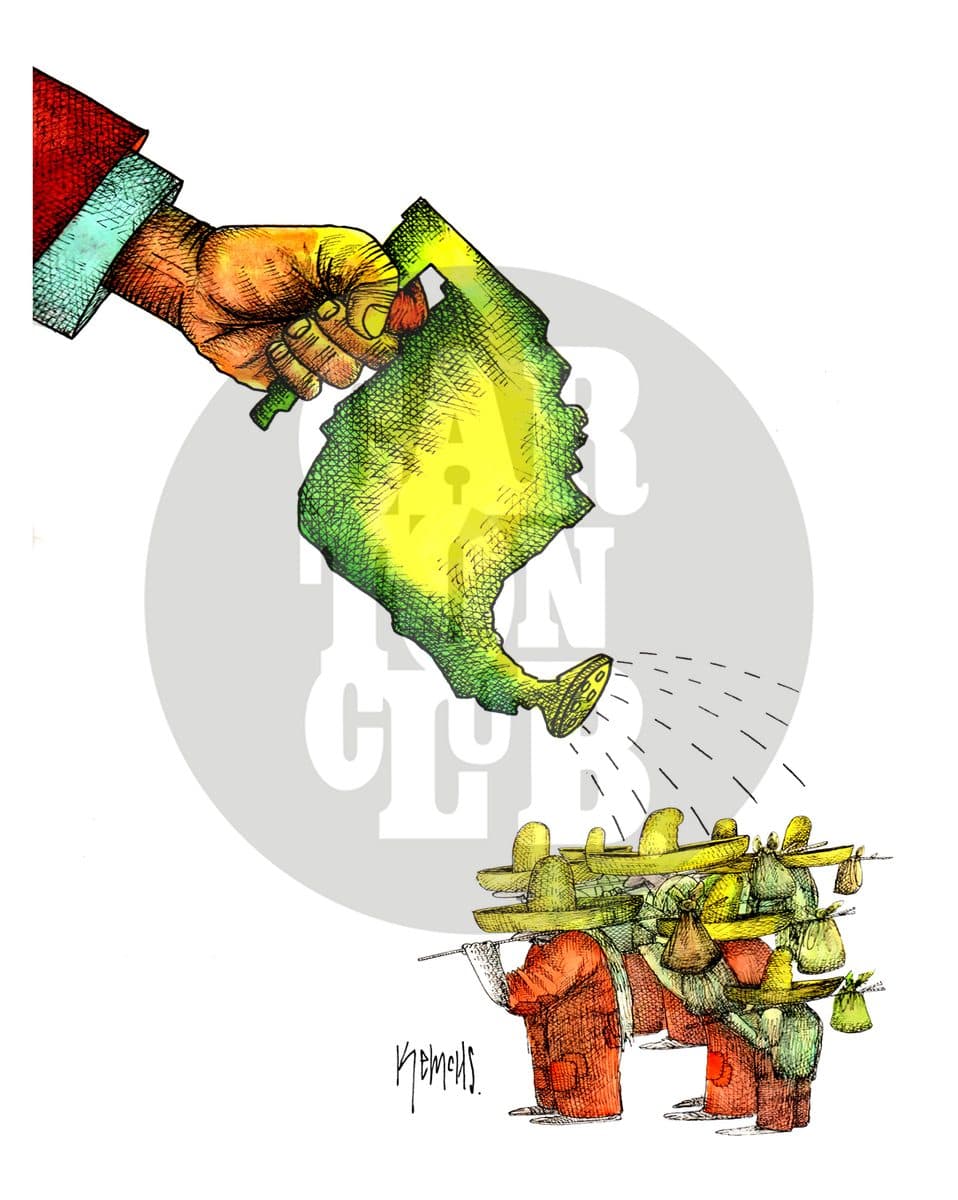 Cosecha de indocumentados, cartón de Kemchs