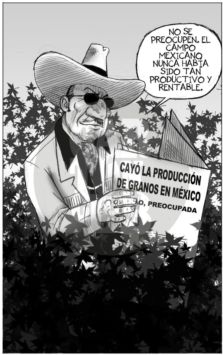 Cultivos mas rentables, cartón de El Fisgón