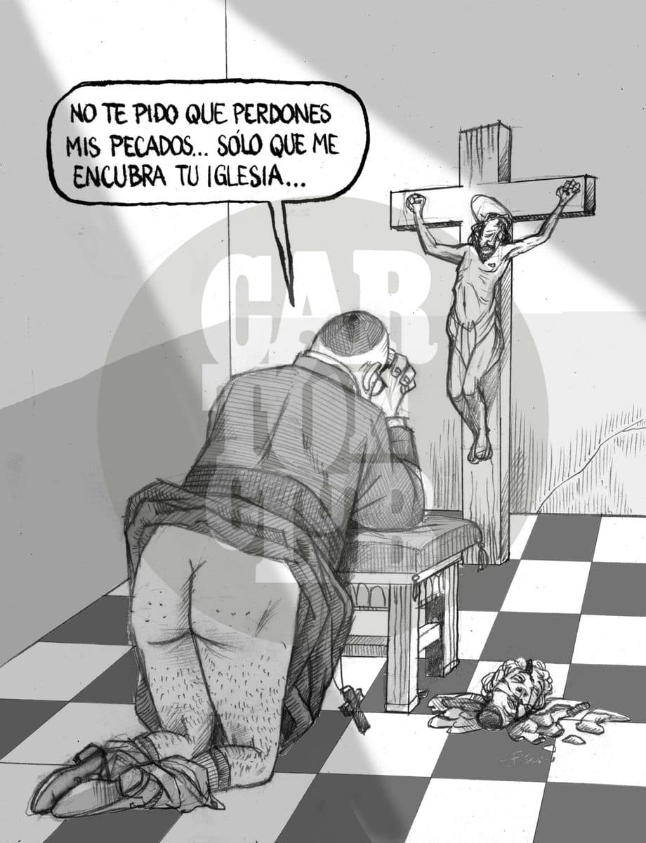 Cura violador, cartón de El Fisgón