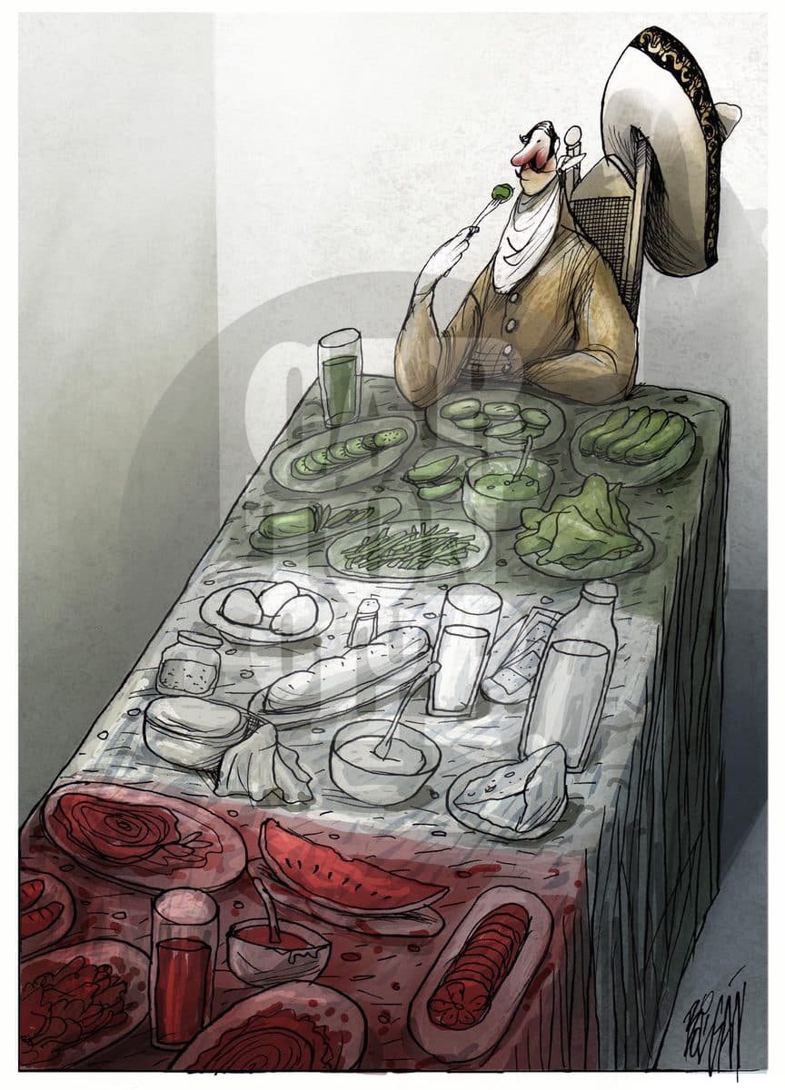 Desayuno a la mexicana, cartón de Ángel Boligán