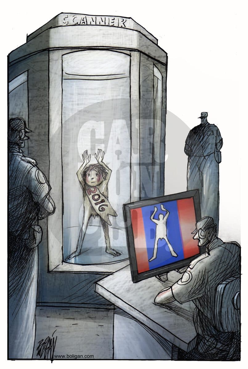 Desconfianza y seguridad, cartón de Ángel Boligán