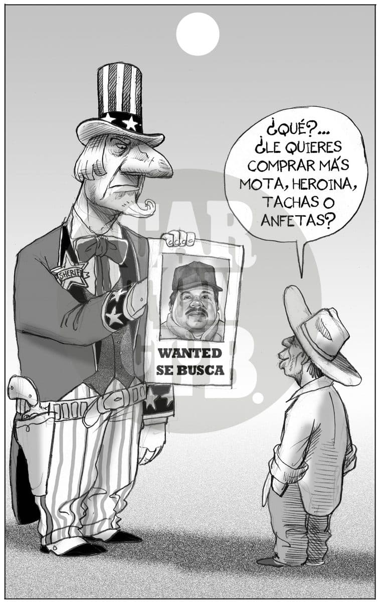 Desesperadamente buscando al capo, cartón de El Fisgón