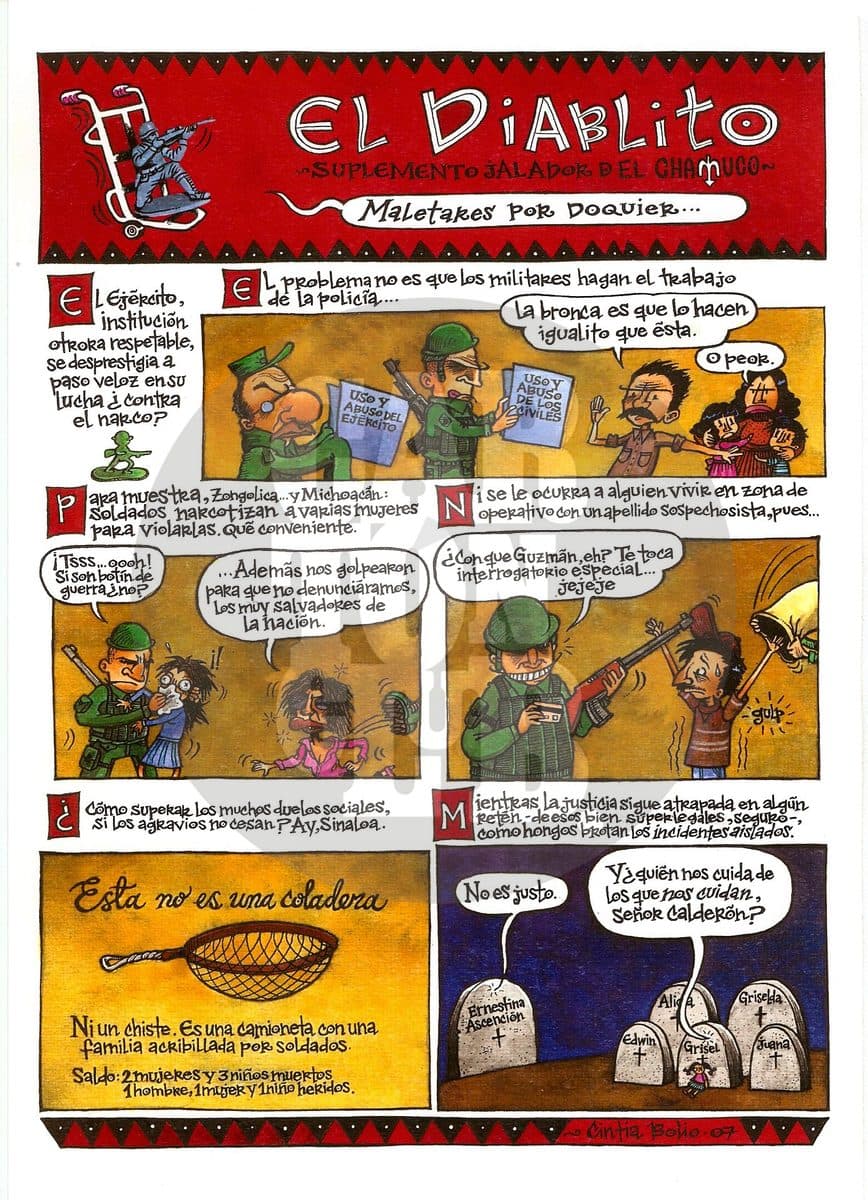 Diablito-Maletares, cartón de Cintia Bolio