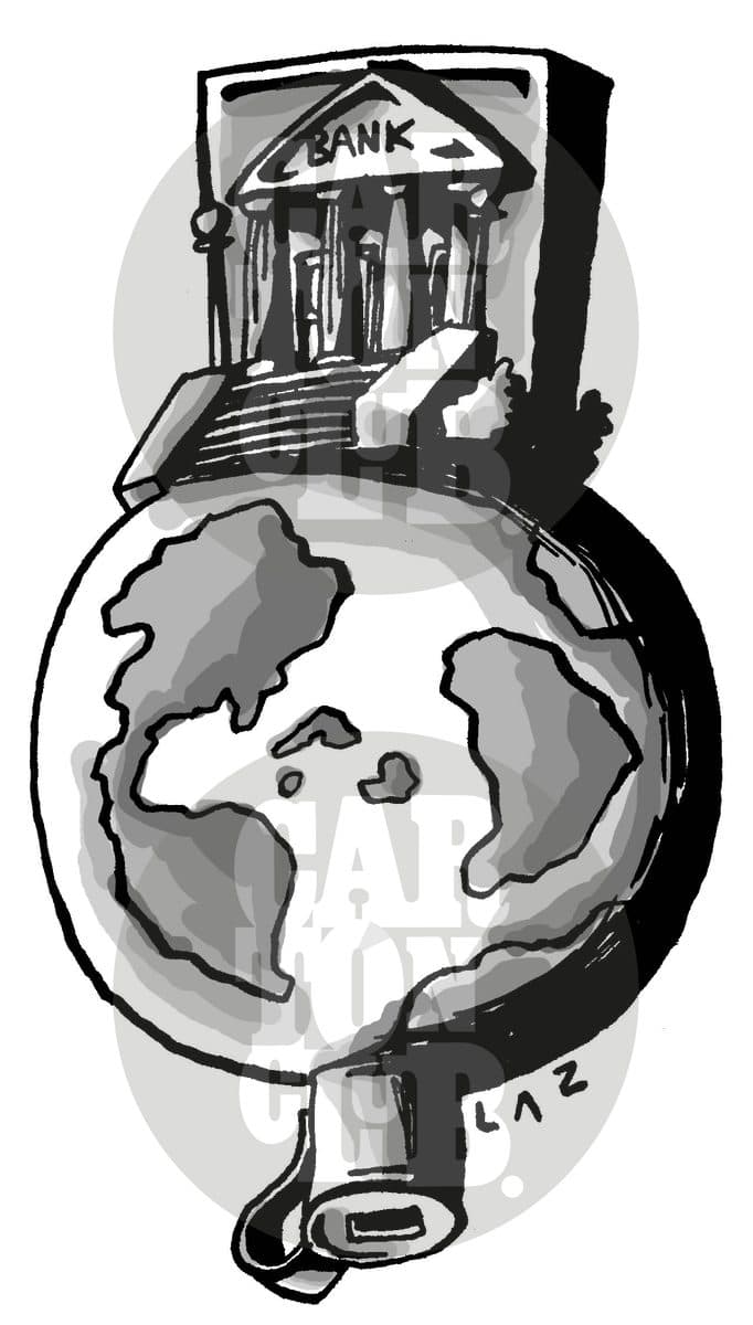 dinero norte sur, cartón de Laz