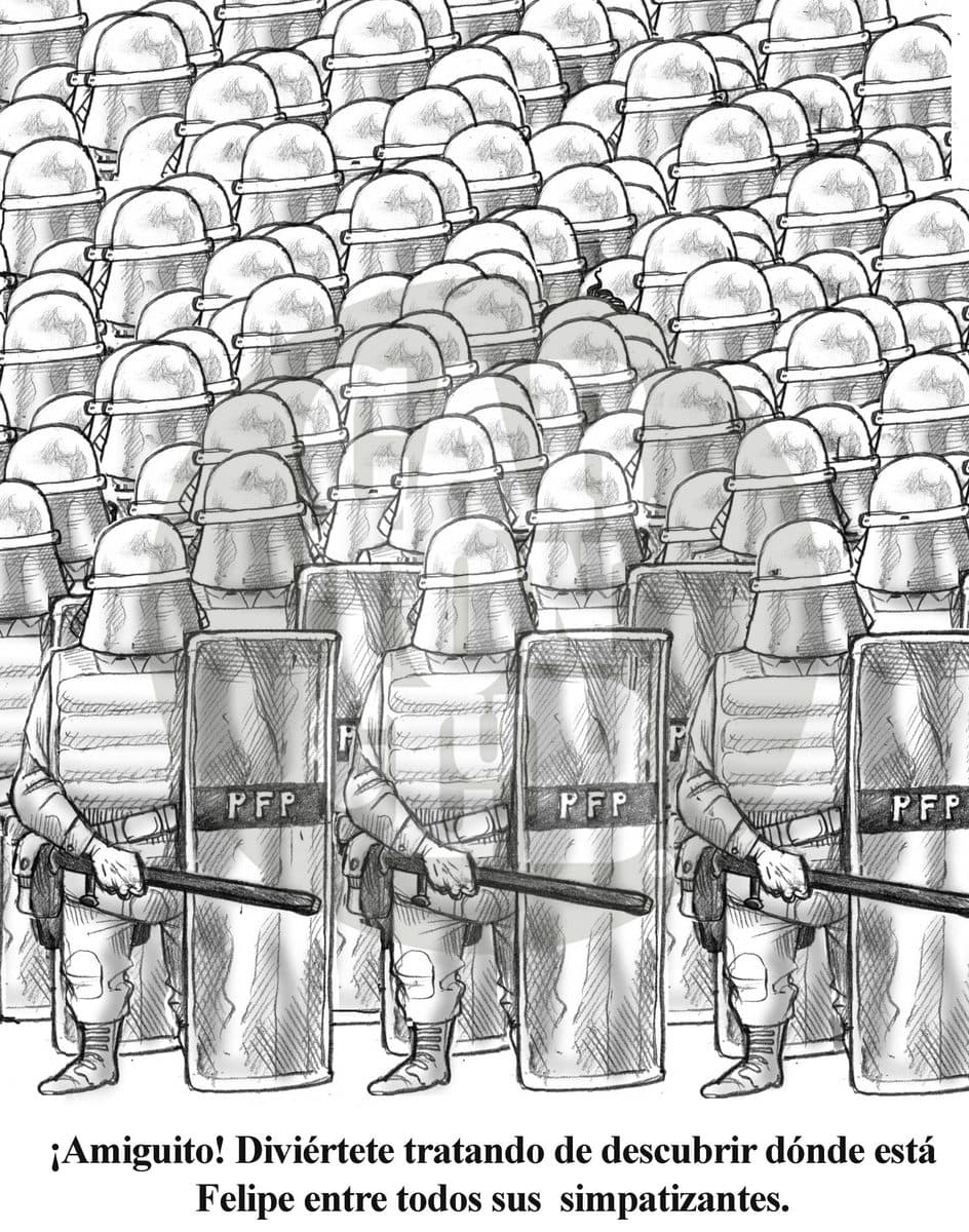 ¿Donde está felipe, cartón de El Fisgón