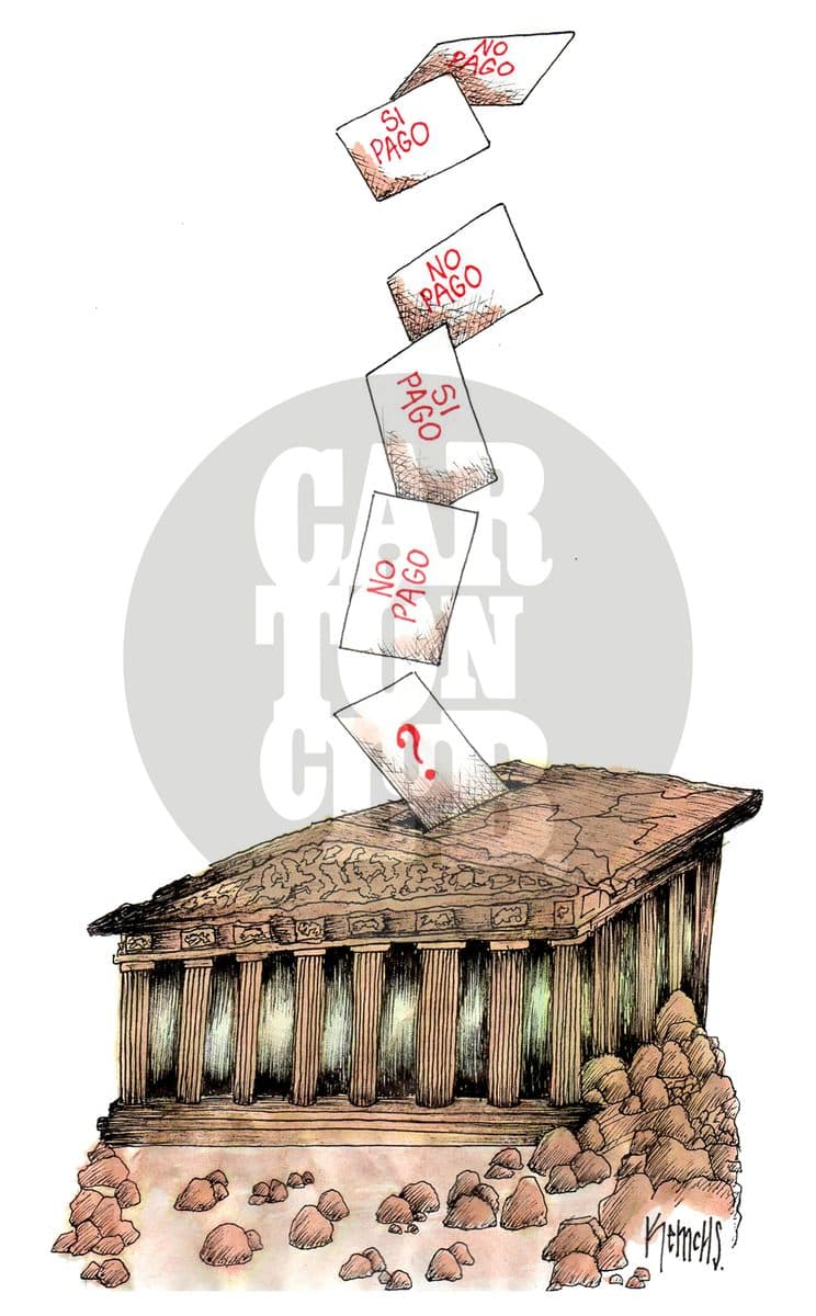 Economía derruida, cartón de Kemchs