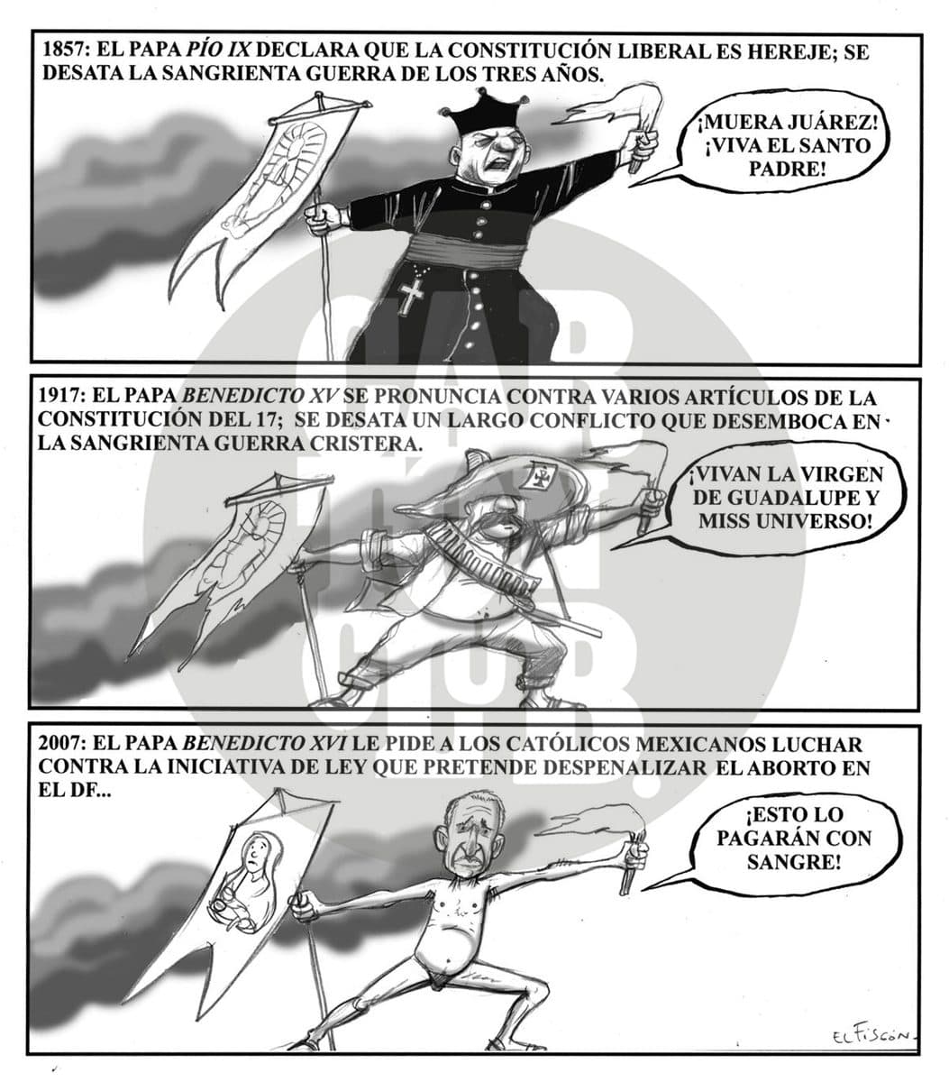 Efemerides del dogma, cartón de El Fisgón