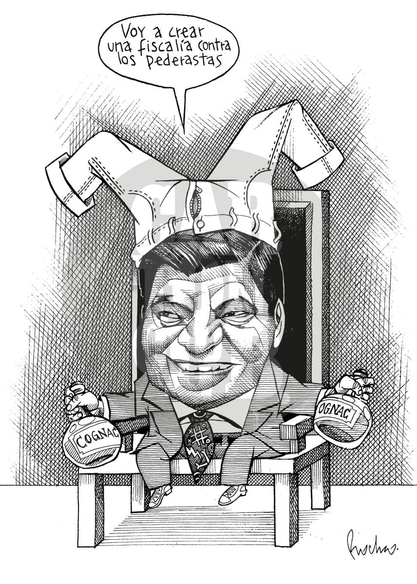 El bufón de la mezclilla, cartón de Rocha