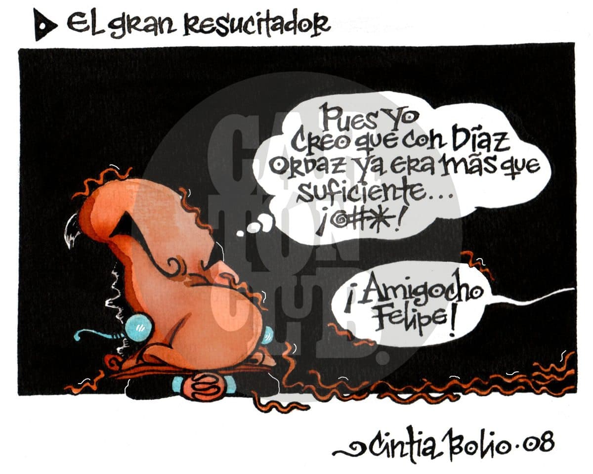Un personaje comenta que con Díaz Ordaz ya era suficiente y luego llama por teléfono a 'amigocho Felipe', sugiriendo un consejo entre gobernantes sobre mano dura.