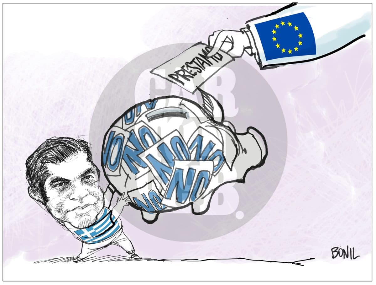 El NO de Grecia, cartón de Bonil