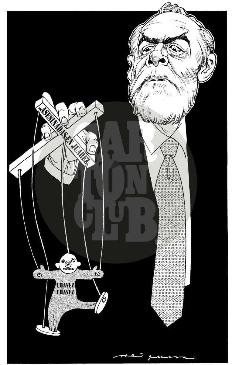 El regreso del gangster, cartón de Helguera