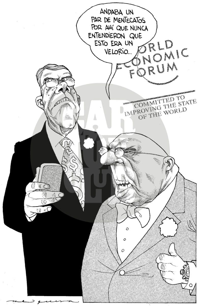 En Davos, cartón de Helguera