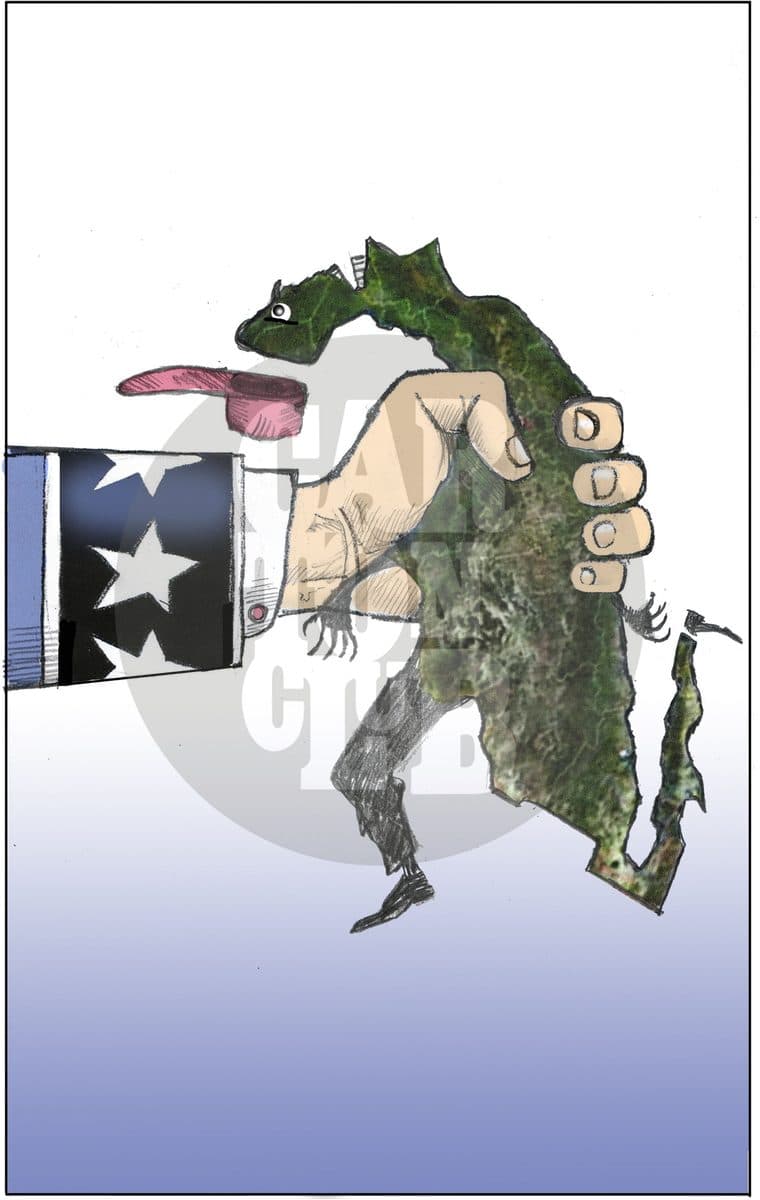 En manos del Imperio, cartón de El Fisgón