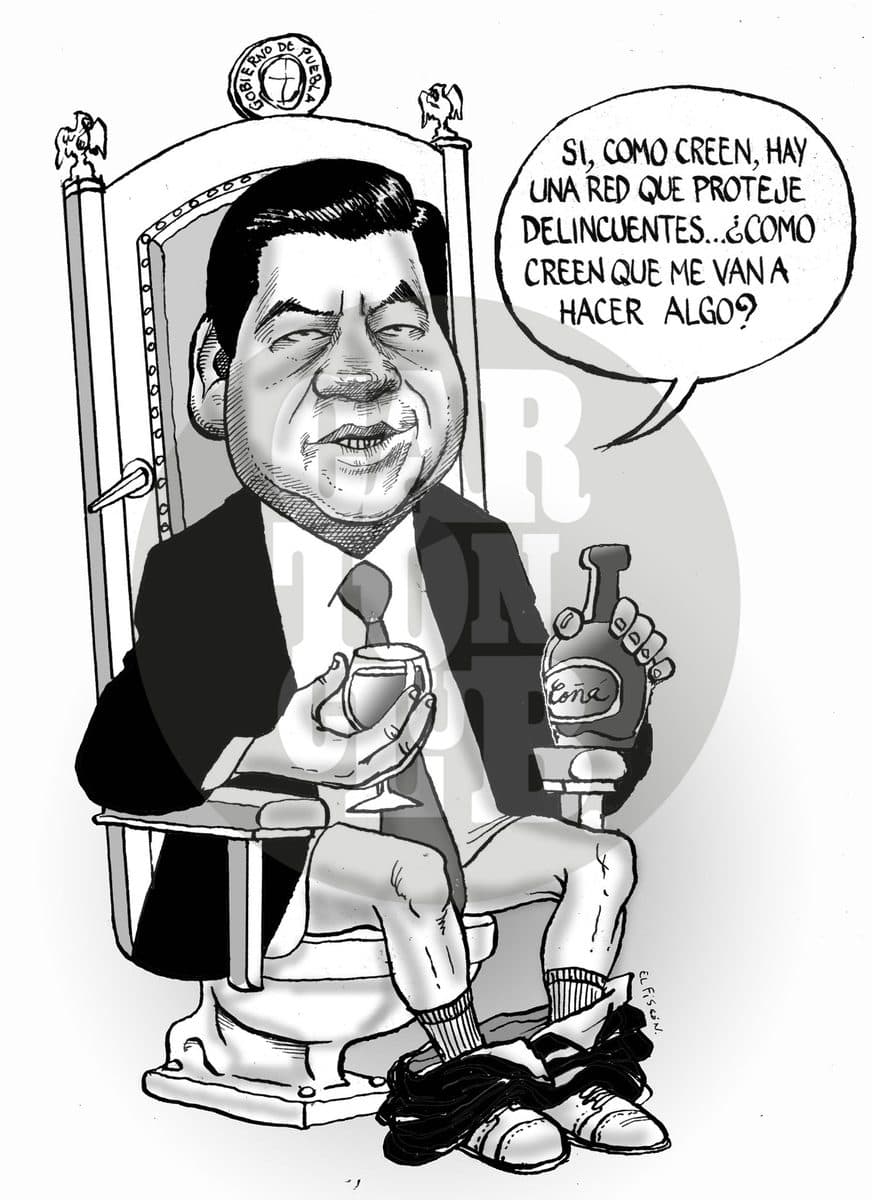 En su silla, cartón de El Fisgón