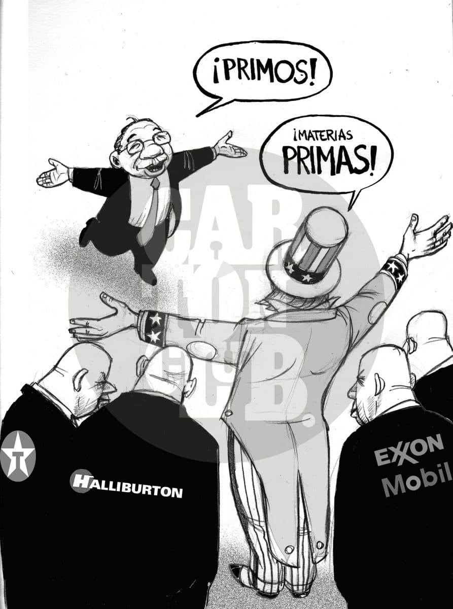 Encuentro afectuoso, cartón de El Fisgón