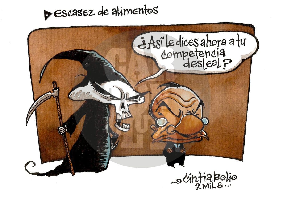Escasez de alimentos, cartón de Cintia Bolio