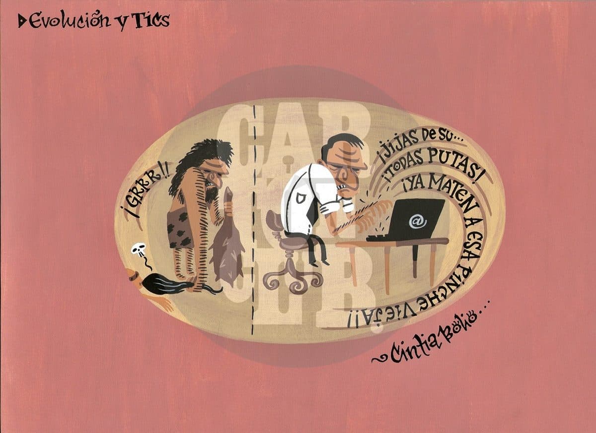 Evolución y TICs, cartón de Cintia Bolio