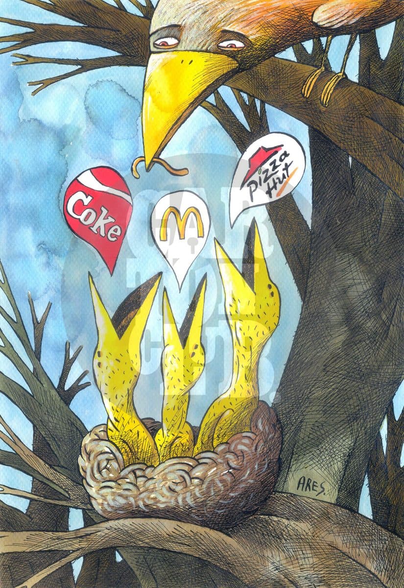 Fast food, cartón de Ares