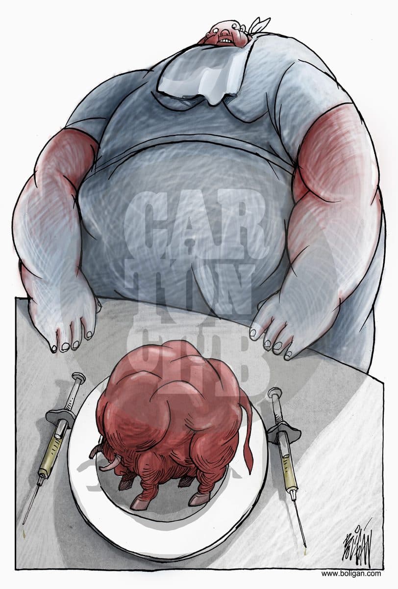 Filete al clembuteron, cartón de Ángel Boligán