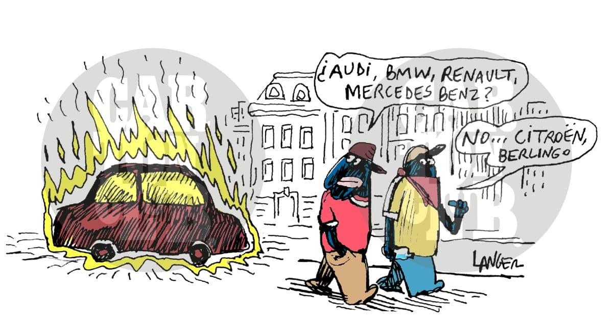 Furia en Francia, cartón de Langer