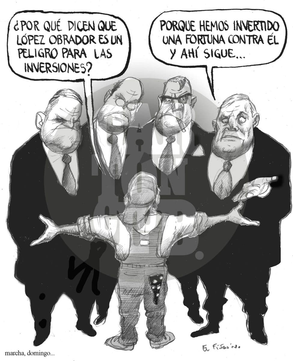 Hablando en plata, cartón de El Fisgón